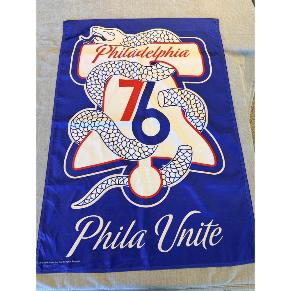 Philadelphia 76ers Phila Unite Snake Logo Flag Banner NBA Basketball Wall Decor